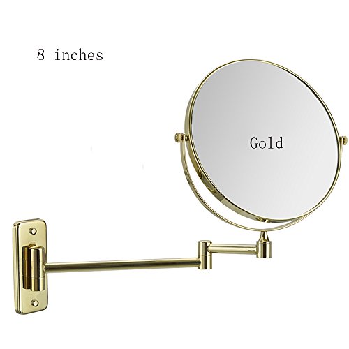 Großer doppelter Eitelkeits-Spiegel-Badezimmer-Spiegel-Badezimmer-Wand-europäischer Schönheits-Spiegel, der kosmetischen Spiegel faltet ( farbe : Gold , größe : 8inches )