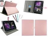 Funda tipo carpeta Emartbuy® Bq Aquaris E10 / Aquaris E10 3G 10.1 Inch Tablet Universal Range Baby Rosa Ángulo Múltiples Executive Folio Funda Carcasa Wallet Case Cover Con Tarjeta de slots + Bundle of 5 Dual Función Lápiz Óptico