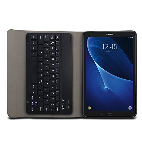 Infiland Samsung Galaxy Tab A 10.1 Slim Bluetooth Tastatur Hülle- Ultradünn leicht SmartShell Ständer Schutzhülle mit magnetisch abnehmbar drahtloser Bluetooth Tastatur für Samsung Galaxy Tab A 10.1 Zoll Wi-Fi/ LTE (2016) SM-T580N/SM-T585N Tablet-PC(QWERTZ Tastatur,Lila) - 4