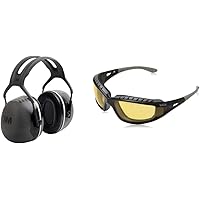 Peltor 3M X5A Ear Defenders with Headband, 37 dB, Black & Bolle TRACPSJ Tracker Glasses Nylon Frame Anti-Scratch and Fog Lens