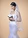 Remedios 1 Tier Wedding Bridal Veil with Lace Floral Hem and Comb Fingertip Length,White