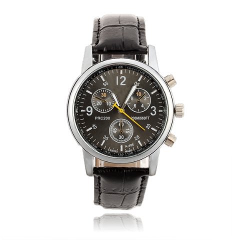 SODIAL(R) Herren Uhr Herrenuhr Armbanduhr Quarzwerk PU Leder Schwarz Quarzuhr SODIAL(R) Herren Uhr Herrenuhr Armbanduhr Quarzwerk PU Leder Schwarz Quarzuhr