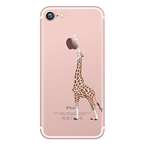 iPhone 7 Case, iPhone 7 Cover, UCMDA Slim Clear Soft Silicone Gel Protective Case [Anti-Scratch], TPU Rubber Bumper Phone Case Cover for Apple iPhone 7 4.7 Inch- Cute Giraffe