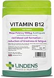 Lindens Vitamin B12 1000mcg Sublingual Tablets | 100 Pack | Mega Potency 40000% NRV dose contributing towards red blood cell formation, reduction of tiredness & fatigue
