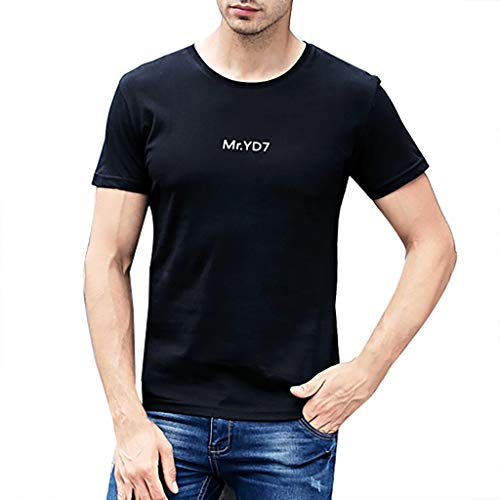 Preisvergleich Produktbild BHYDRY Mode Herren Brief Druck Shirt Kurzarm Casual T-Shirt Bluse Tops