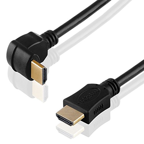 "BestPlug" 50cm Universal High Quality HDMI Kabel mit Ethernet / HDMI Stecker 270° abgewinkelt auf HDMI Stecker gerade vergoldet / High Speed / geeignet für 3D HD FullHD UHD 4K / Schwarz