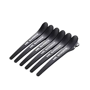 Mr Barber Section Clips - Black ? Set of 6 / Professional Clips