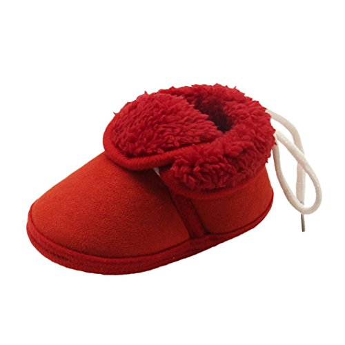 Toddler Baby Shoes, VNEIRW Newborn Infant Toddler Kids Baby Boys Girls Autumn Winter Warm Solid Soft Sole Booties First Walking Snow Boots (1.5, Red)