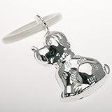 Baby Rassel Hund versilbert mit Greifring Babyrassel Kinderrassel Taufgeschenk Geburt Taufe Silber