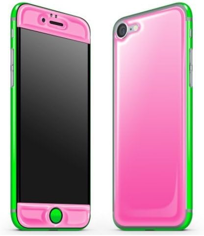 AdaptationLa Glow Gel™ Glow in the Dark Gel Skin Covers for the iPhone 6/6Plus &amp; 7/7 Plus - Glows for over 12 hours, Easy to find Mobile Device in your Bag, Backpack or any Low-Lit area! Gel Cover Protects from Nicks and Scratches and Adheres to smooth vertical surfaces, Perfect for taking Pictures!! (iPhone 7, Pink/Neon Green Rims)