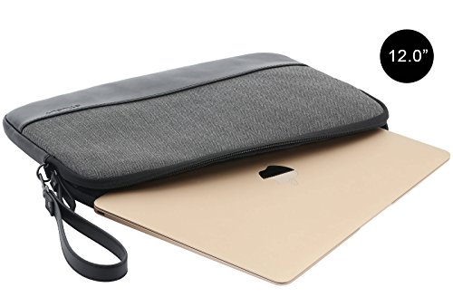 StilGut Notebook-Sleeve Charlie, Universal Notebook-Schutzhülle aus Stoff für Notebooks bis 12″. Gepolsterte Schutz-Tasche mit praktischen Innenfächern und Reißverschluss, Dunkelgrau - 2