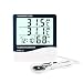 Produktbild TZingel LCD Thermometer innen & außen mit Außensensor Digitalthermometer Anzeige für Temperatur Luftfeuchtigkeit Zeitkalender Alarmthermometer und Hygrometer mit Kabelsensor