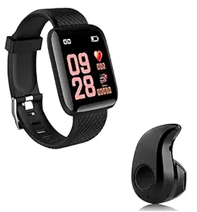 TechKing Mini 4.1 Single Year Bluetooth Wireless Headset S530 with inbuilt Microphone and D13 Smart Bracelet Fitness Tracker Heart Rate Monitor Smart Wristband Smartwatch for Boys/Men/Girls/Women