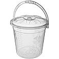 Easy Shopping® 5L 10L 15L 20L Clear Plastic Bucket with Lid and Carry Handle Storage Unit Container Bin (15 Litre)