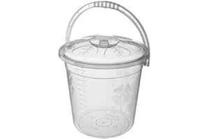 Easy Shopping® 5L 10L 15L 20L Clear Plastic Bucket with Lid and Carry Handle Storage Unit Container Bin (15 Litre)