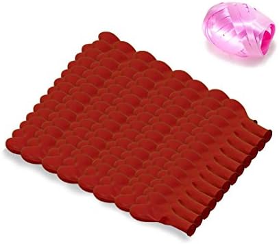 Woodlandu 8 dozen/96 pcs Pure Red Colour Heart Shape Latex Balloons 12 Inches with 10m/32.8ft Bind Ribbon