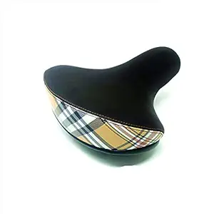 BIG-BEN Bike Saddle Cushion Seat with Shock Absorbing Springs-Universal Fit for Electric Bicycles, Mountain and Cruiser Bikes, Improves Riding Included Saddle Adapter (Brown-Check),Synthetic Leather