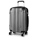 Kono Bagages à Coque Dure en ABS léger Valise Gris 4 Roues Spinner Business Trip Trolley(65cm)