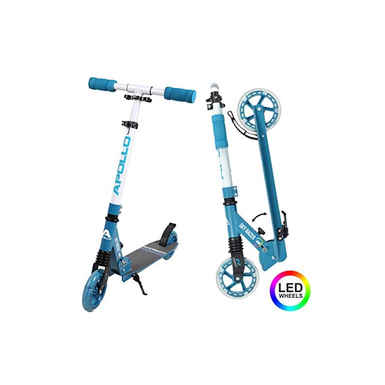 Apollo Scooter LED Skyracer mit Led Wheels 145mm City Scooter mit Federung, CityRoller