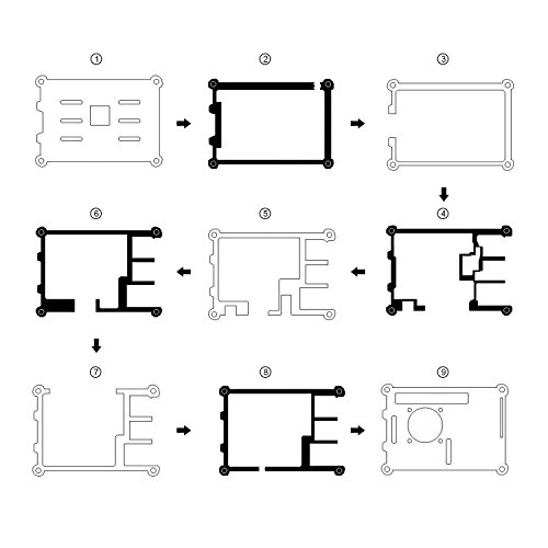 Aukru 9 Capas Caja de Refrigeraci  n   Micro USB 5V 3000mA Cargador con Interruptor   disipador de Calor   Mini Ventilador   4 Tornillos y Destornillador para Raspberry Pi 3 Modelo B