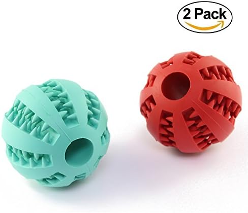 wangstar Dog Ball Toy,Nontoxic Bite Resistant Rubber Toy Balls,Chew Training Tooth Cleaning Ball (Blue+Red)