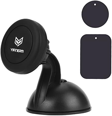 Yianerm Universal Magnetic Car Phone Holder with Suction cup adsorbed on windshield and dashboard Magnet Mount phone holder For iPhone,Samsung Galaxy,GPS (Black)