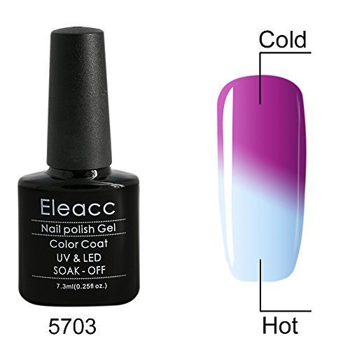 Eleacc 7.3ml Soak Off Temperature Color Change Chameleon Uv LED Gel Nail Polish Nail Art Base Top Coat (5703)
