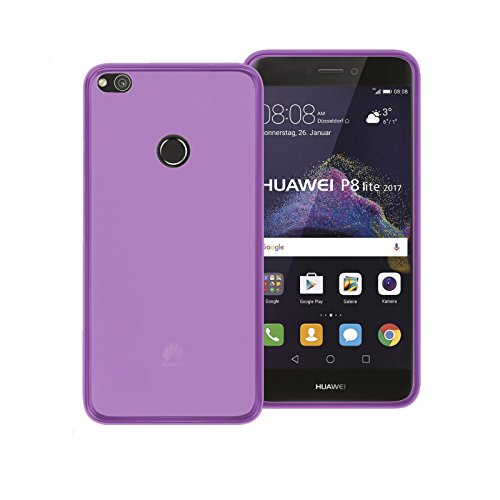 TBOC Pack  Funda de Gel TPU Morada   Protector Pantalla Vidrio Templado para Huawei P8 Lite  2017   5 2 Pulgadas   Funda de Silicona Ultrafina y Flexible  Protector de pantalla Resistente a Golpes  Ca  das y Ara  azos 