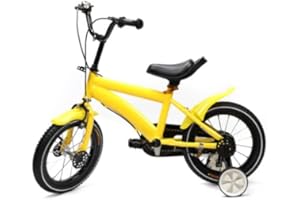 BURUIYOTEN 14" Children Bicycle Ergonomic Kid Bike With Training Wheel Kids Age 3-6 Years Double Brake Wheels Adjustable Seat Unisex Cycling Play Childrens Safety Height Stabilisers Gift Antiskid Child Gifts