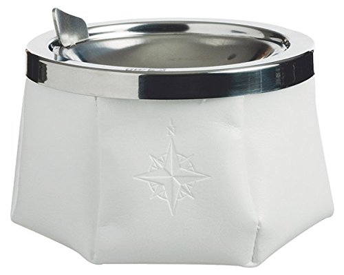 Portacenere inox e cuoio bianco - Marine Business