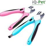 Krallen-Schere von iQ-Pet® + Feile | PREMIUM Krallen-Zange in extrastabiler Ausführung, mit SCHUTZVORRICHTUNG | Professioneller Krallen-Schneider für Hund, Katze, Hase, Kaninchen, Vögel, Meerschweinchen und andere Nager | Nagel-Schere, Pfoten-Schere, Nagel-Zange, Krallen-Pflege Set, Nagel-Knipser für Tiere (Blau)