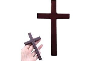 WUSJCOF 1 Pieza Crucifijo de Nogal, Figura de Jesús de Madera Vintage Cruz Colgante Adorno Cristiano, Regalo Adorno de Oración, Colgante, Nacimiento, Comunión, Bautizo (Negro)