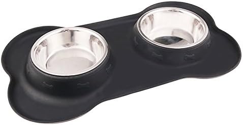 Avelaiva Set of 2 Dog Bowls, Stainless Steel Dog Bowl, with No Spill Non Skid Silicone Mat, Pet Feeder Bowls, Pet Food Water Bowl for Puppy Dogs Cats and Pets, S-L size, 12, 24, 48 Oz (Small)