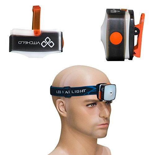 Aufladbare USB CREE LED Stirnlampe mit super hellem Blinklicht für nächtliches laufen, zelten, wandern, fischen, jagen - helle und leichte Stirnlampe - auch als Mini Hängelampe zu gebrauchen + rotes Licht