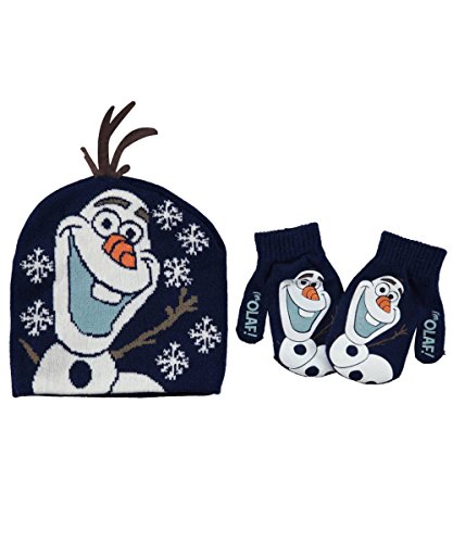 Disney Frozen "Snowflake Olaf" Beanie & Mittens Set - navy, one size