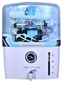 water solution Aquafresh Aura RO+UV+UF+TDS+Mineral Electrical borewell Water purifier15L (White & Blue)