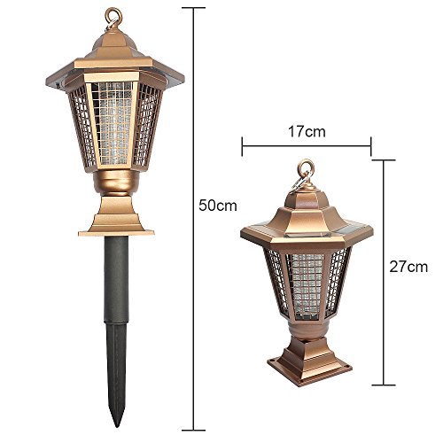 iRegro Solar Insektenkiller Lampe, Solarleuchte Insektenvernichter Camping Insektenschutz Lampe, Garten Dekorative Licht, Bug Zapper, Insektenabwehr für draußen Universalschutz und Dekoration - 3