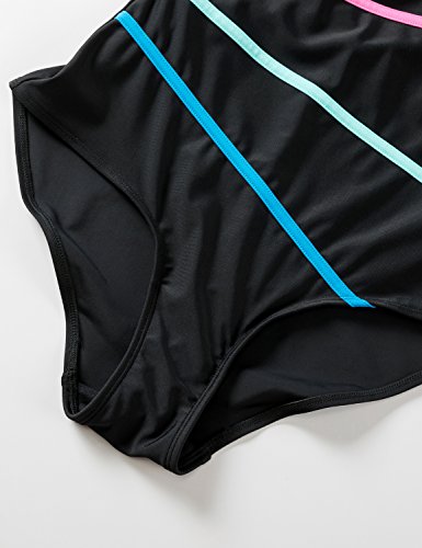 Delimira Damen Einteiler Bademode – Gestreift Schalen Slim Schwimmanzug - 6