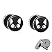 Produktbild Treuheld® | SET - COMIC KATZE - 2 Ohrstecker zum Schrauben mit Mietze - SCHWARZ-WEIßE FAKE PLUGs - Ø 10mm - OHRRINGE Fakeplug - Silber Ohrring in Schwarz-Weiß - Chirurgenstahl Faketunnel