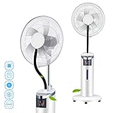 RXBD fan Ventilateur de pulvérisation sur piédestal oscillant, Ventilateur de brumisation au Sol, 3 Vitesses, Grand réservoir d'eau de 2,5 litres, pour la Maison, Le Bureau, Le Magasin, Les patios
