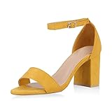  SCARPE VITA Damen Pumps Riemchensandaletten High Heel Abendschuhe Party Sandaletten Wildleder-Optik Schuhe Absatzschuhe 175649 Gelb Gelb 38