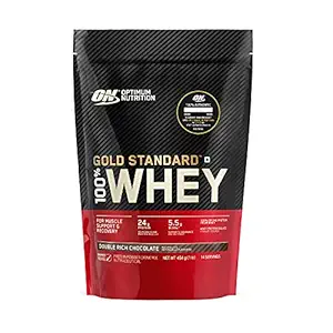 Optimum Nutrition (ON) Gold Standard 100% Whey Protein Powder 1 lbs, 454 g (Double Rich Chocolate), for Muscle Support & Recovery, Vegetarian - Primary Source Whey Isolate