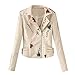 Produktbild POTOU Damen Kunstleder-Jacke Übergangs-Jacke Motorrad-Jacke Biker-Jacke