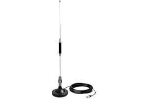 CYSSJF CB Antennas Antena-CB 27 MHz para Coche | con Cable RG58 (5m, 50 Ω) y Enchufe (PL259) | 67 cm, Base Magnética Ø 95 mm | Compatible con Emisora CB President, Midland, Superstar, Alan
