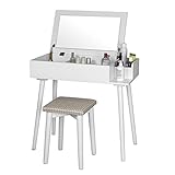 Amplio espacio de almacenamiento: espejo plegable, debajo del espejo, hay espacio suficiente para el maquillaje y la peluquería diarios.