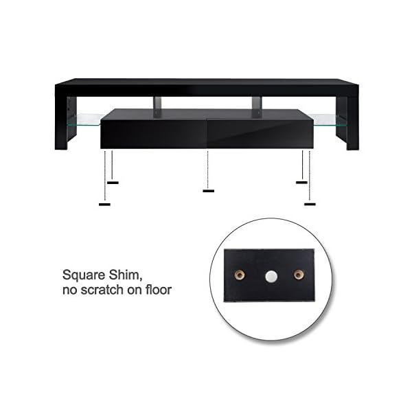TV Cabinet, HST Mall Modern TV Unit Stand 200cm Black Matt and Black High Gloss Free LED RGB Lights Home TV Furniture - Image 9