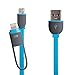 Produktbild eJiasu 2 in 1 Blitz 8 Pin + Micro-USB-Sync-Daten / Lade flache USB-Kabel für iPhone 6 6S Plus 5 5s 5c se, iPad Air, Samsung, HTC und andere Android-Handys Tablet (3.3ft / 1m) (blau)