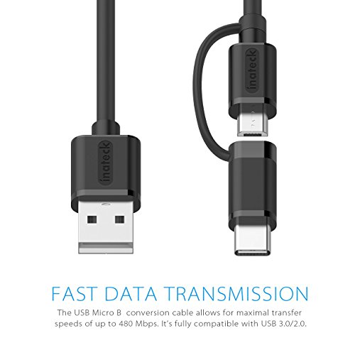 2in1 Inateck Micro USB Kabel & USB C Kabel, Datenkabel mit Micro USB und Typ-C zu USB 2.0 Typ A für Geräte mit Micro USB und Typ C Anschluss, inklusive Nexus 6P, Nexus 5x und Samsung, 15cm - 4