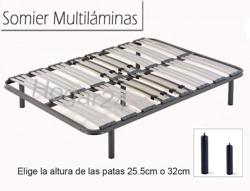 HOGAR 24 Somier Multiláminas con Reguladores Lumbares + Juego De 5 Patas De 32cm, 120x190cm