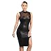 Produktbild Lederkleid Damen Longra Damen Ärmelloses Kleid Sexy PU-Leder Knielang Kleider mit Rollkragen Damen Festliche Bodycon Etuikleider Bleistiftkleid OL Schwarzes Kleid Clubwear Party Kleid (Black, M)